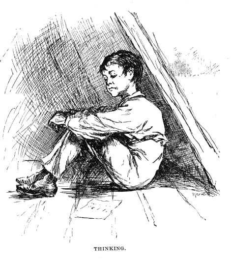 Huck hunched alone in the wigwam, the letter on the floor.